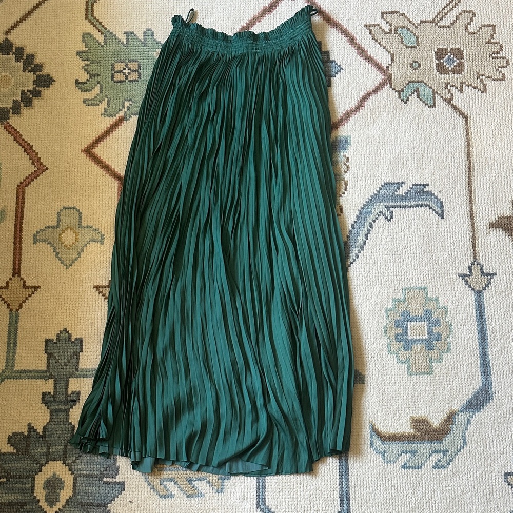 Ulla Johnson Emerald Green Pleated Maxi Skirt